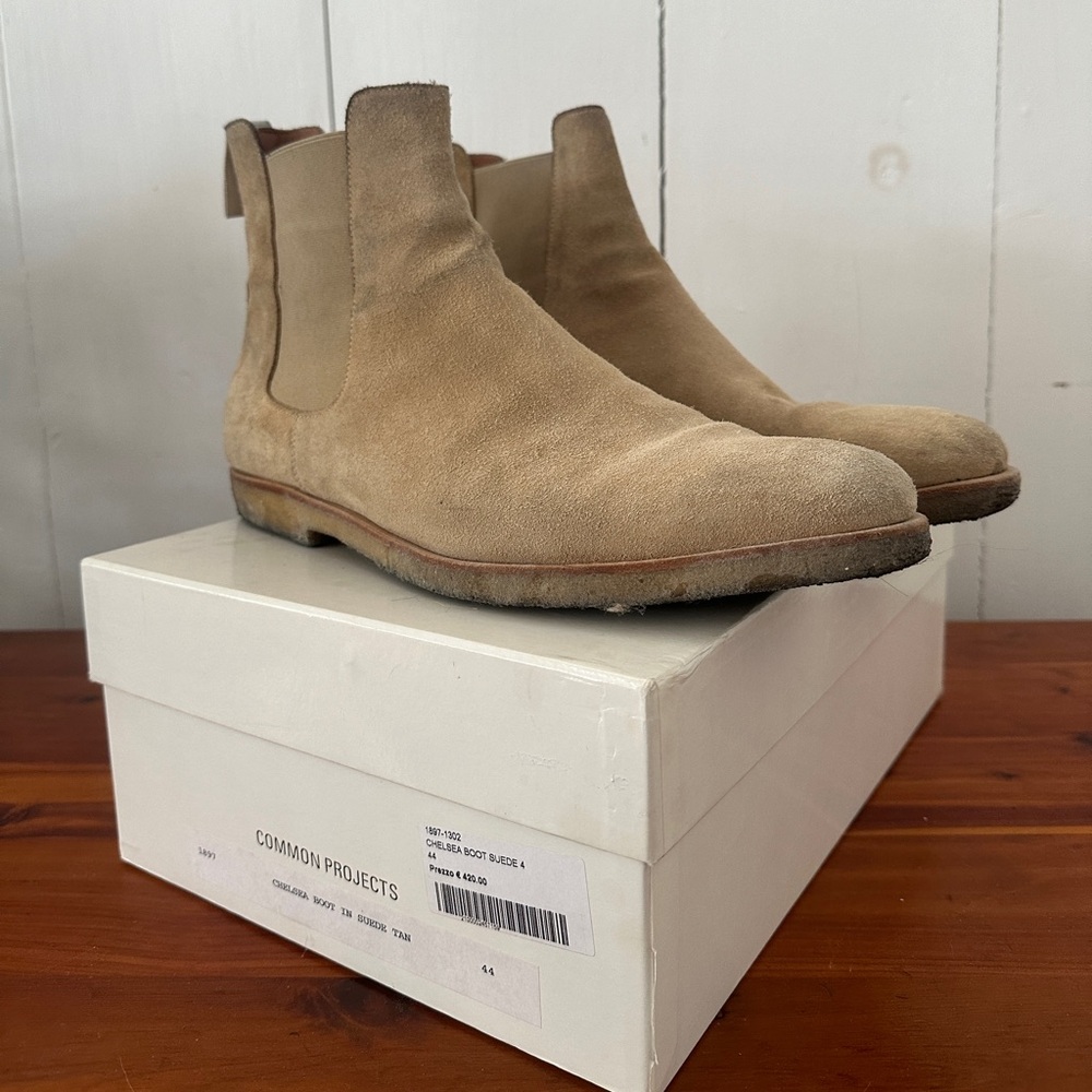 Common Projects Suede Chelsea Boots in Beige - Picture 2 of 7